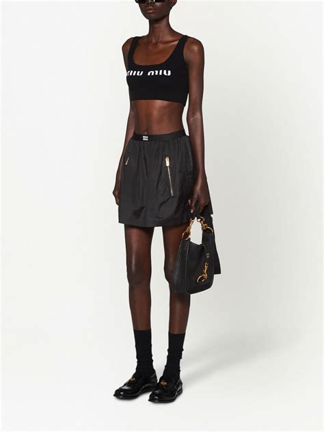 miu miu silk set|Black Full Technical Silk Skirt .